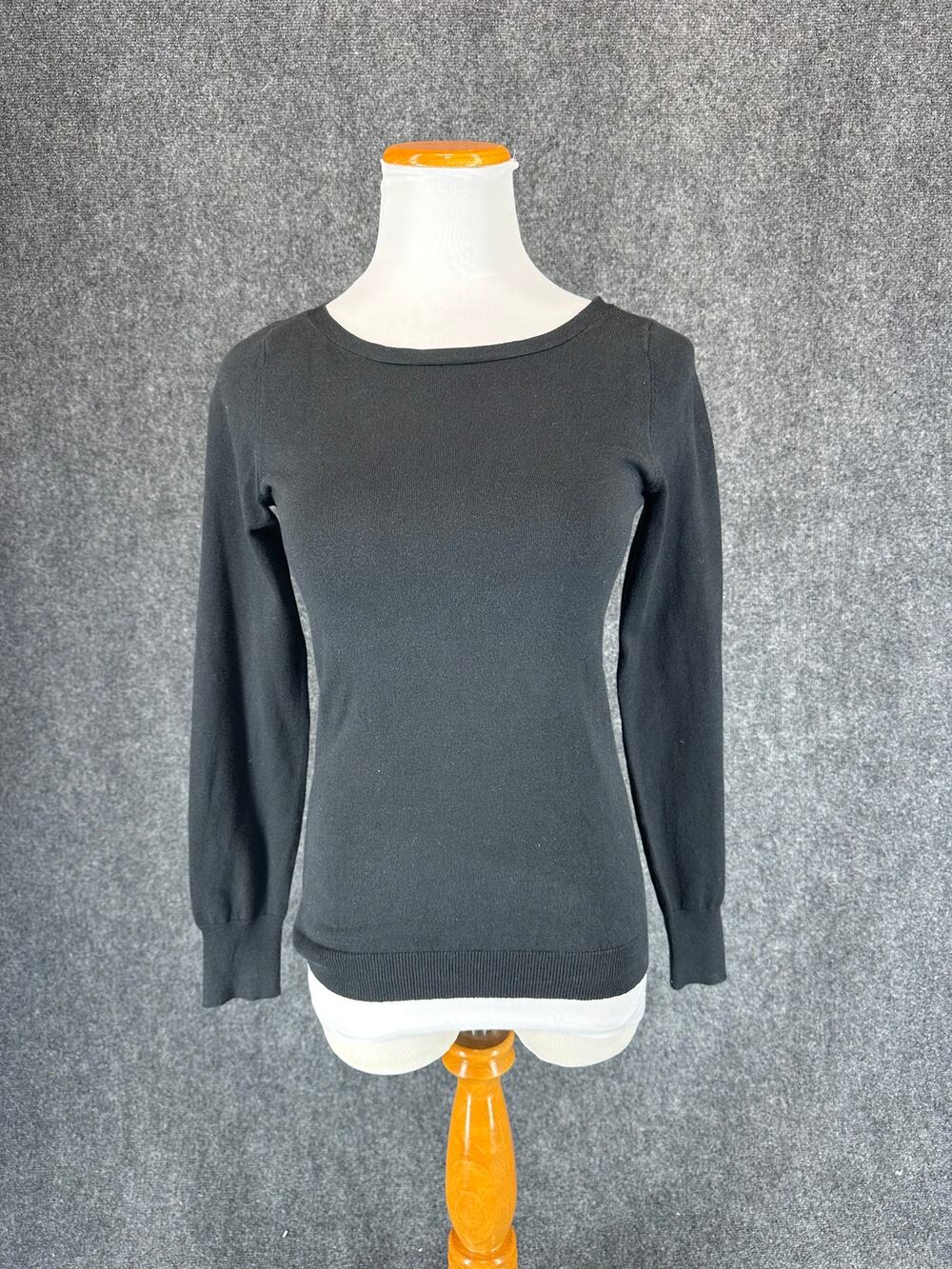 Banana Republic Black Sweater S Cobalt Blue Exposed Back Zip Wool Blend NWT